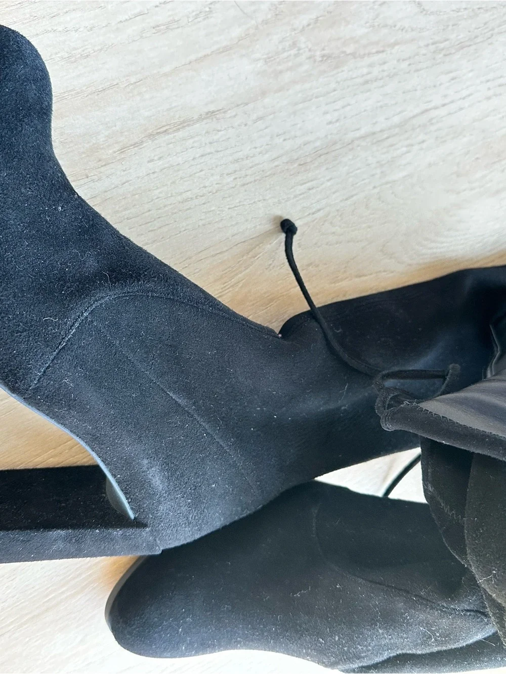 Stuart Weitzman Black Suede Over-the-Knee Block Heel Boots